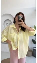 Tül Detay Gömlek-2109-Sarı