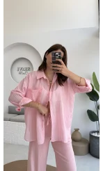 Tül Detay Gömlek-2109-Şeker Pembesi