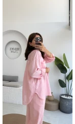 Tül Detay Gömlek-2109-Şeker Pembesi