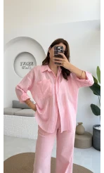 Tül Detay Gömlek-2109-Şeker Pembesi