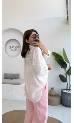 Tül Detaylı Gömlek-2109-Ekru