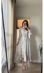 Tül Etekleri Fırfırlı Prenses Elbise 1