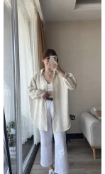 Tunik Krem Gömlek Modeli