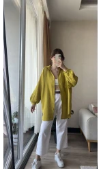 Tunik Yağ Yeşili Gömlek Modeli