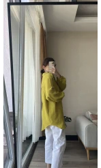 Tunik Yağ Yeşili Gömlek Modeli
