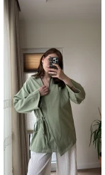 Tuus Keten Kimono Yandan Bağlamalı Haki