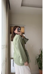 Tuus Keten Kimono Yandan Bağlamalı Haki