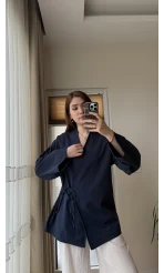 Tuus Keten Kimono Yandan Bağlamalı Lacivert