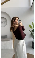 U Yaka Oys Uzun Kol Body - Bordo