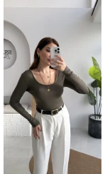 U Yaka Oys Uzun Kol Body - Haki