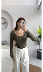 U Yaka Oys Uzun Kol Body - Haki