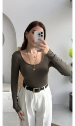 U Yaka Oys Uzun Kol Body - Haki