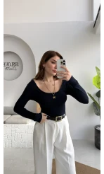 U Yaka Oys Uzun Kol Body - Lacivert