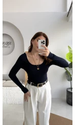 U Yaka Oys Uzun Kol Body - Lacivert