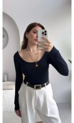 U Yaka Oys Uzun Kol Body - Lacivert