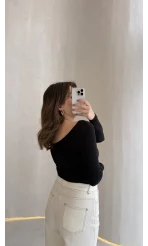 U Yaka Oys Uzun Kol Body - Siyah