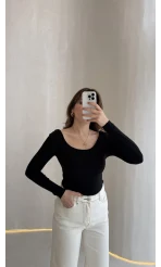 U Yaka Oys Uzun Kol Body - Siyah