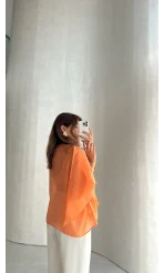 Uçuşan Pelerin Bluz - Orange - Kod: 5026
