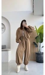 Ultra Premium Bomber Ceket Şalvar Takım Camel Hot