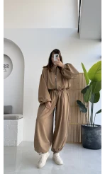 Ultra Premium Bomber Ceket Şalvar Takım Camel Hot