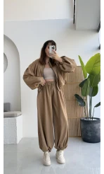 Ultra Premium Bomber Ceket Şalvar Takım Camel Hot