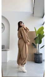 Ultra Premium Bomber Ceket Şalvar Takım Camel Hot