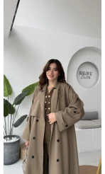 Ultra Premium Kuşaklı Trençkot - Karamel - Kod: 9476