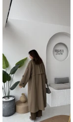 Ultra Premium Kuşaklı Trençkot - Karamel - Kod: 9476