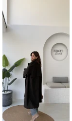 Ultra Premium Kuşaklı Trençkot - Koyu Kahve - Kod: 9476