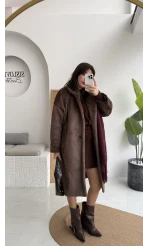 Uzun Kürk Kaban - Kahve - Kod: 9656