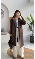 Uzun Kürk Kaban - Kahve - Kod: 9656