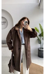 Uzun Kürk Kaban - Kahve - Kod: 9656