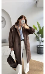 Uzun Kürk Kaban - Kahve - Kod: 9656