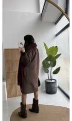 Uzun Kürk Kaban - Kahve - Kod: 9656