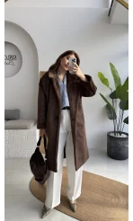 Uzun Kürk Kaban - Kahve - Kod: 9656