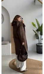 Uzun Kürk Kaban - Kahve - Kod: 9656