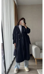 Uzun Trençkot Astarsız Lacivert