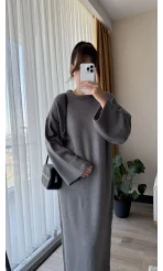 Uzun Triko Pinterest Elbisesi Antrasit