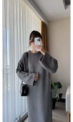 Uzun Triko Pinterest Elbisesi Antrasit