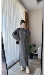 Uzun Triko Pinterest Elbisesi Antrasit