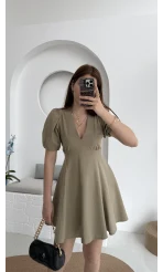 V Yaka Mini Elbise