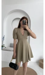 V Yaka Mini Elbise