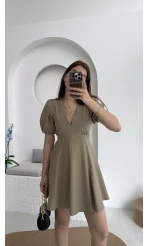 V Yaka Mini Elbise