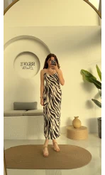 V Yaka Saten Elbise - 3283