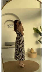 V Yaka Saten Elbise - 3283