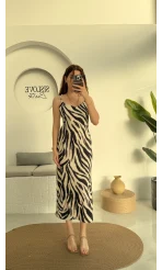 V Yaka Saten Elbise - 3283