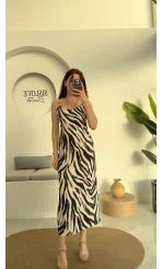 V Yaka Saten Elbise - 3283