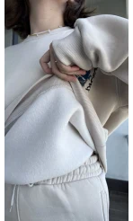 Vail Krem 3 iplik Şardonlu Eşofman Takımı