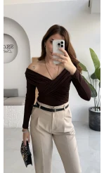 Valentina Dar Paça Kemerli Pantolon - Haki - Kod: 3790