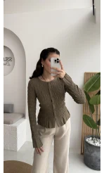 Vanessa Büzgülü Gömlek - Haki - Kod: 50926